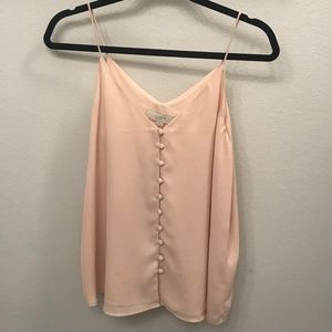 LOFT Silky Pink Cami with Covered Buttons sz small